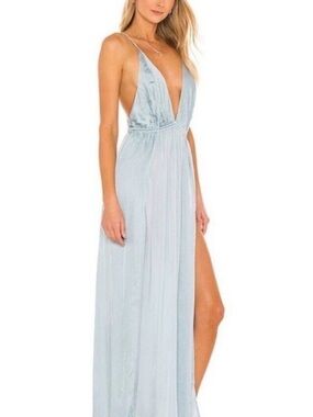 Indah REVOLVE Revival River Plunge Maxi Dress Festival Boho S Backless $240